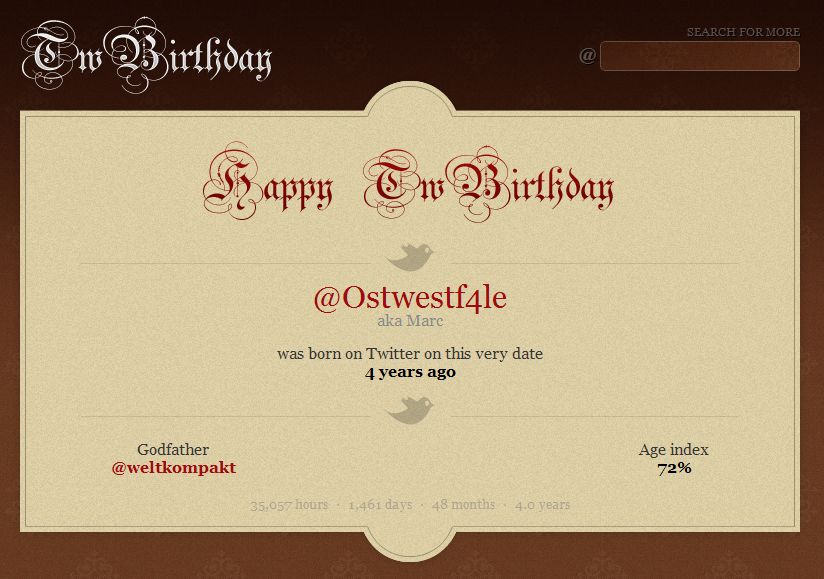 @Ostwestf4le  Twitter Birthday - twbirthday Urkunde