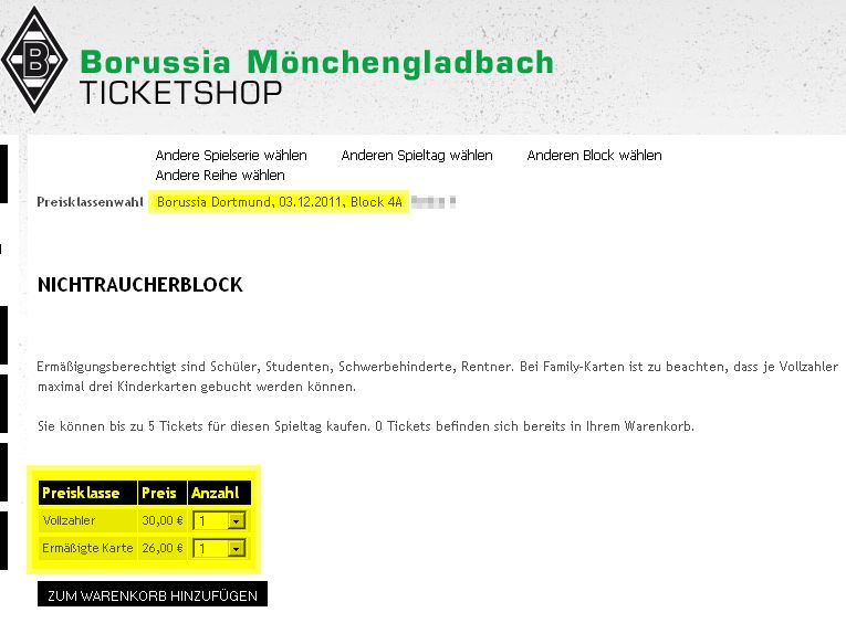 Borussia Mönchengladbach Borussia Dortmund Vorwerkauf Saison 2011 2012