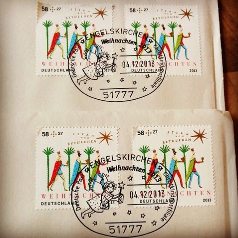 Brief Christkind 51777 Engelskirchen Weihnachten 2013 Poststempel Briefmarke