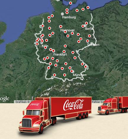 Coca Cola Weihnachtstruck 2013 Landkarte