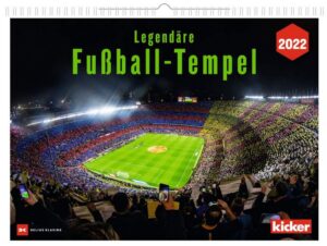 Cover Rezension Legendäre Fußball-Tempel 2022 kicker Wochenkalender