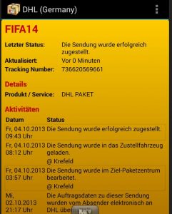 DHL Lieferstatus FIFA 14 buecher.de