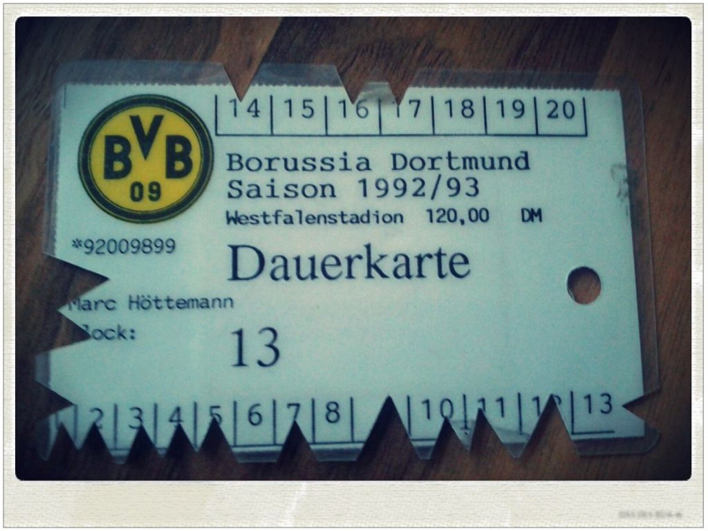 Dauerkarte Borussia Dortmund BVB Saison 1993 1994 Echte Liebe Block 13
