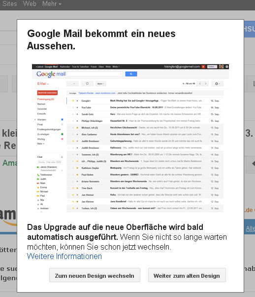 Google Mail neues Layout