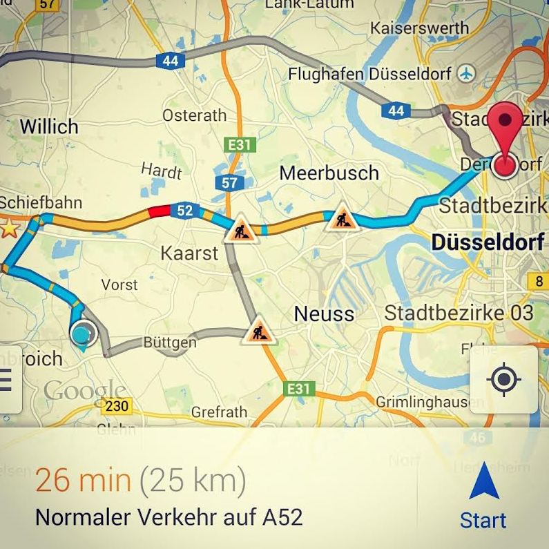 Google Maps Düsseldorf Kleinenbroich Stau Unwetter