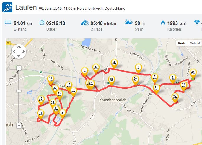 Laufen Kleinenbroich Niers Halbmarathon 05062015