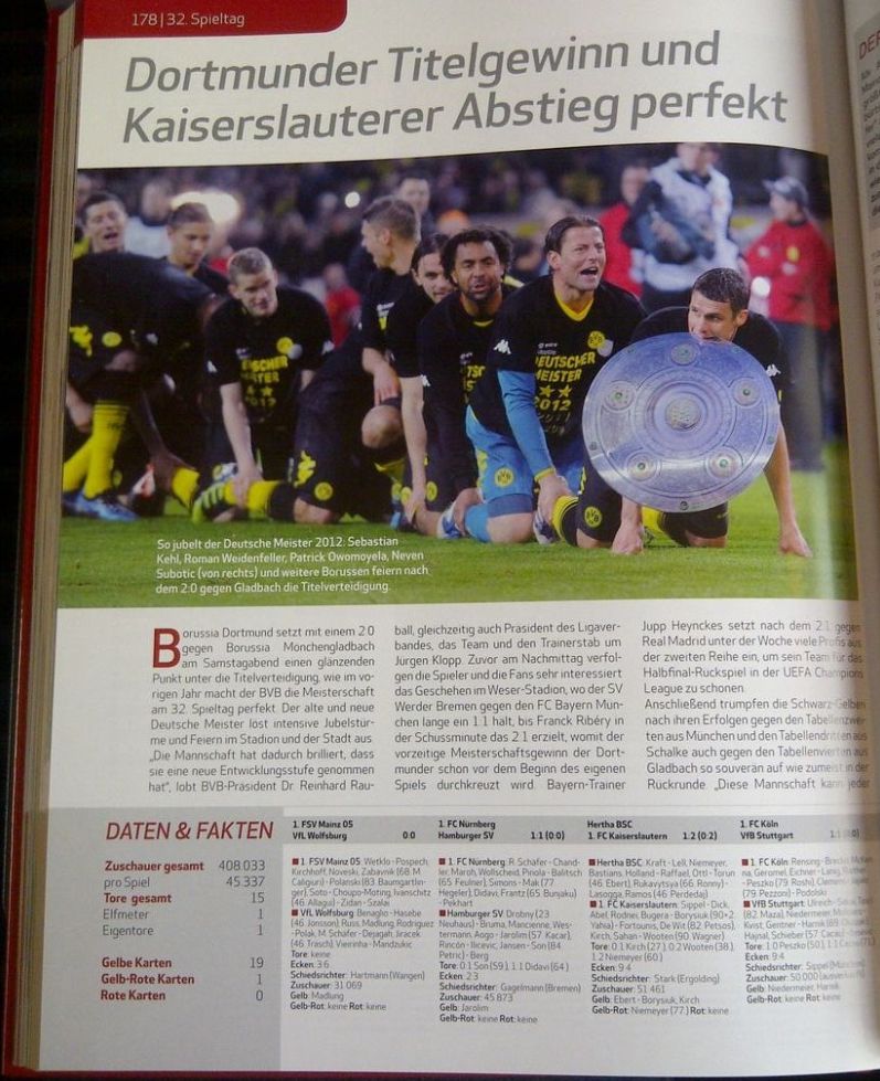 Rezension Seiteninhalt DFL Bundesliga - Das offzielle Saisonbuch 2012