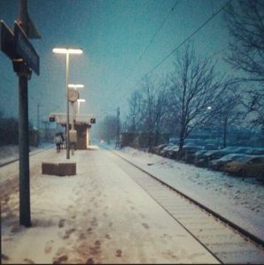 Schnee Winter Kleinenbroich S8 Bahnhof