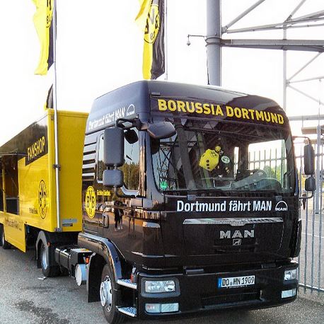 Telekom Cup 2013 Borussiapark Mönchengladbach Borussia Dortmund BVB Fanshop Truck LKW
