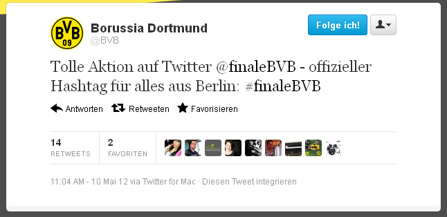 Twitter  @BVB @FinaleBVB Tweet DFB-Pokal 2012