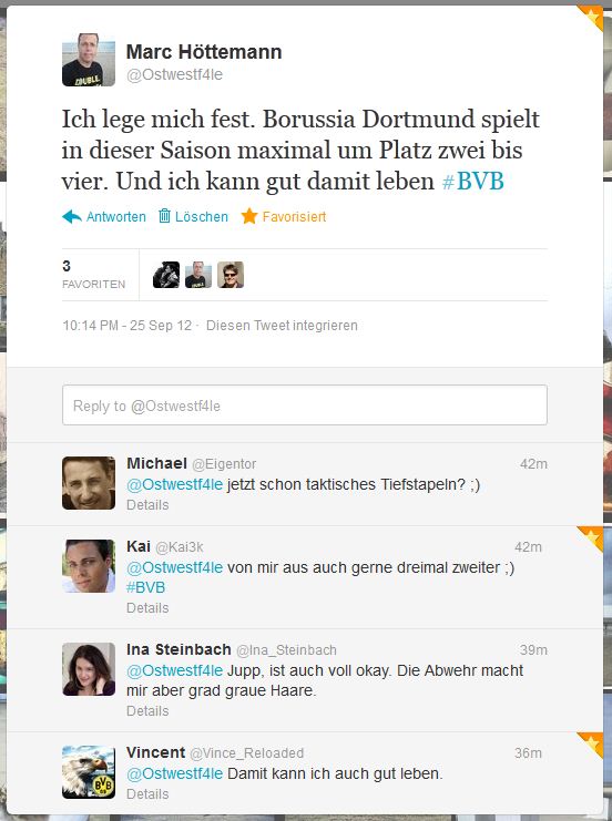 Twitter  Ostwestf4le Ich lege mich fest.... BVB 5. Spieltag Saison 2012 2013